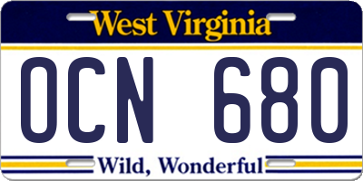 WV license plate OCN680