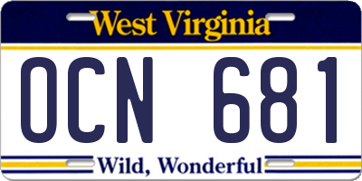 WV license plate OCN681