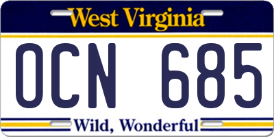 WV license plate OCN685