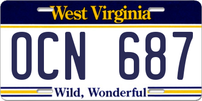 WV license plate OCN687