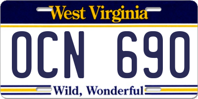 WV license plate OCN690