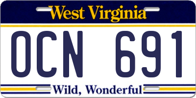 WV license plate OCN691