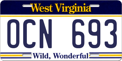 WV license plate OCN693