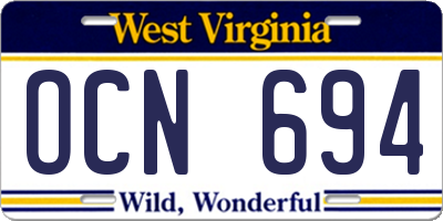 WV license plate OCN694
