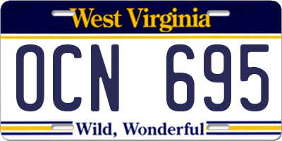 WV license plate OCN695
