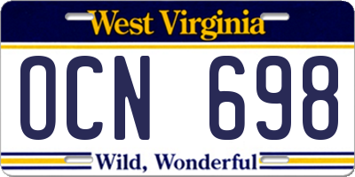 WV license plate OCN698