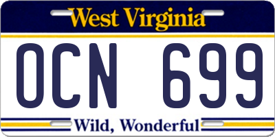 WV license plate OCN699