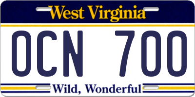 WV license plate OCN700