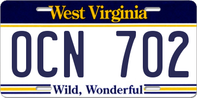 WV license plate OCN702