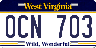WV license plate OCN703