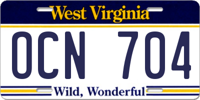 WV license plate OCN704