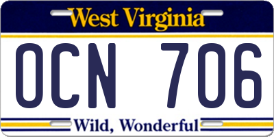 WV license plate OCN706
