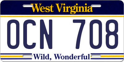 WV license plate OCN708