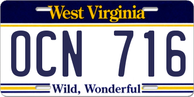 WV license plate OCN716