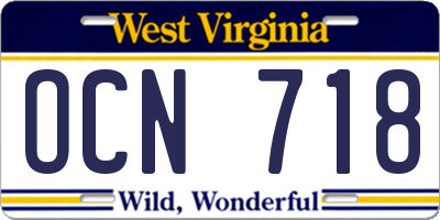 WV license plate OCN718