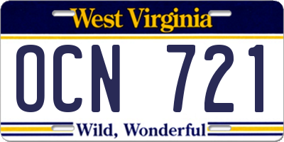 WV license plate OCN721