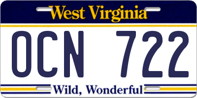 WV license plate OCN722