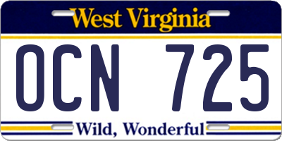 WV license plate OCN725