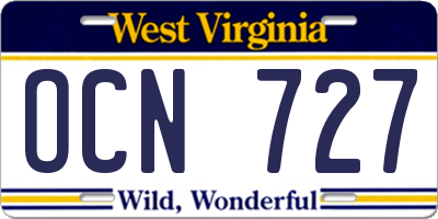 WV license plate OCN727