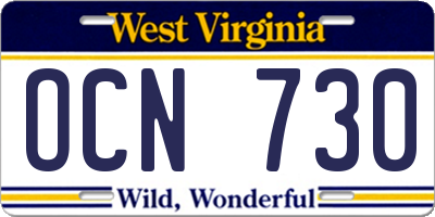 WV license plate OCN730