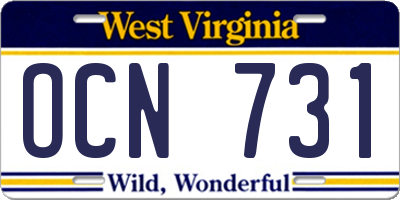 WV license plate OCN731