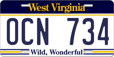 WV license plate OCN734