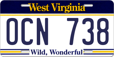 WV license plate OCN738
