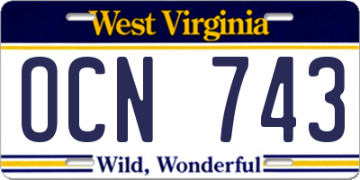WV license plate OCN743
