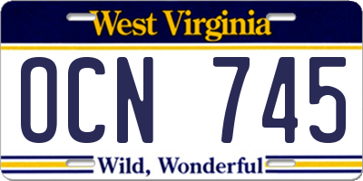 WV license plate OCN745