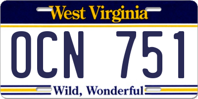 WV license plate OCN751