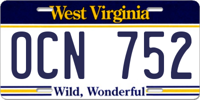 WV license plate OCN752