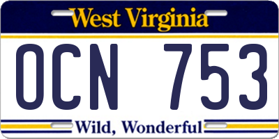 WV license plate OCN753