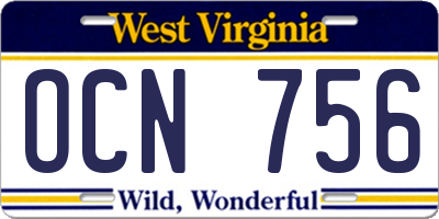 WV license plate OCN756