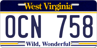 WV license plate OCN758