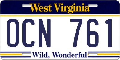 WV license plate OCN761
