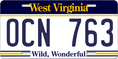 WV license plate OCN763