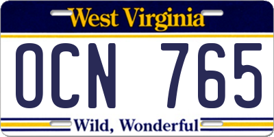 WV license plate OCN765