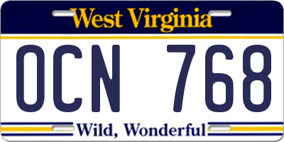 WV license plate OCN768