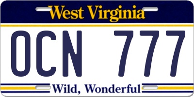 WV license plate OCN777