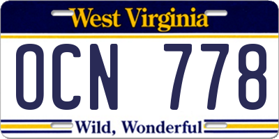WV license plate OCN778