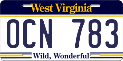 WV license plate OCN783