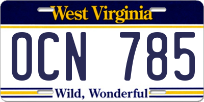 WV license plate OCN785