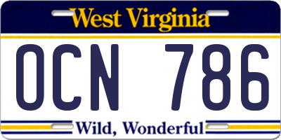 WV license plate OCN786