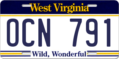 WV license plate OCN791