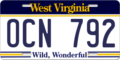WV license plate OCN792