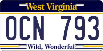 WV license plate OCN793
