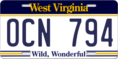 WV license plate OCN794