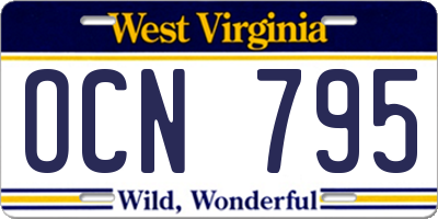 WV license plate OCN795