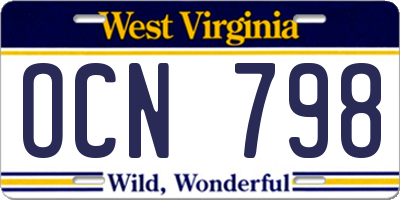 WV license plate OCN798