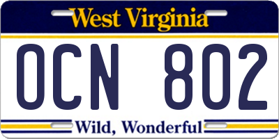 WV license plate OCN802
